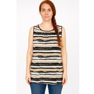 CATO Women's Tunic Top XL Polyester Spandex Striped Neutral Casual Lightweight